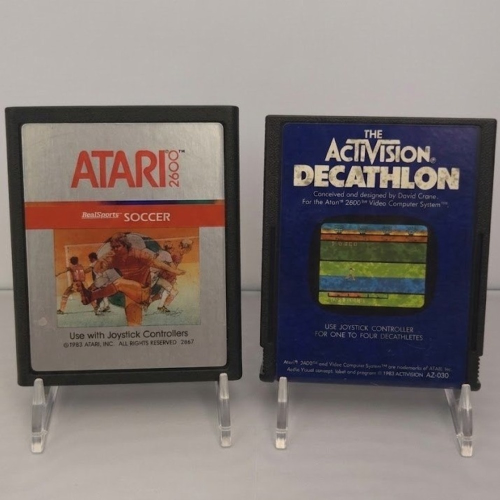 RealSports Soccer & Decathlon - Atari 2600 Cartridge Bundle - Tested & Working!